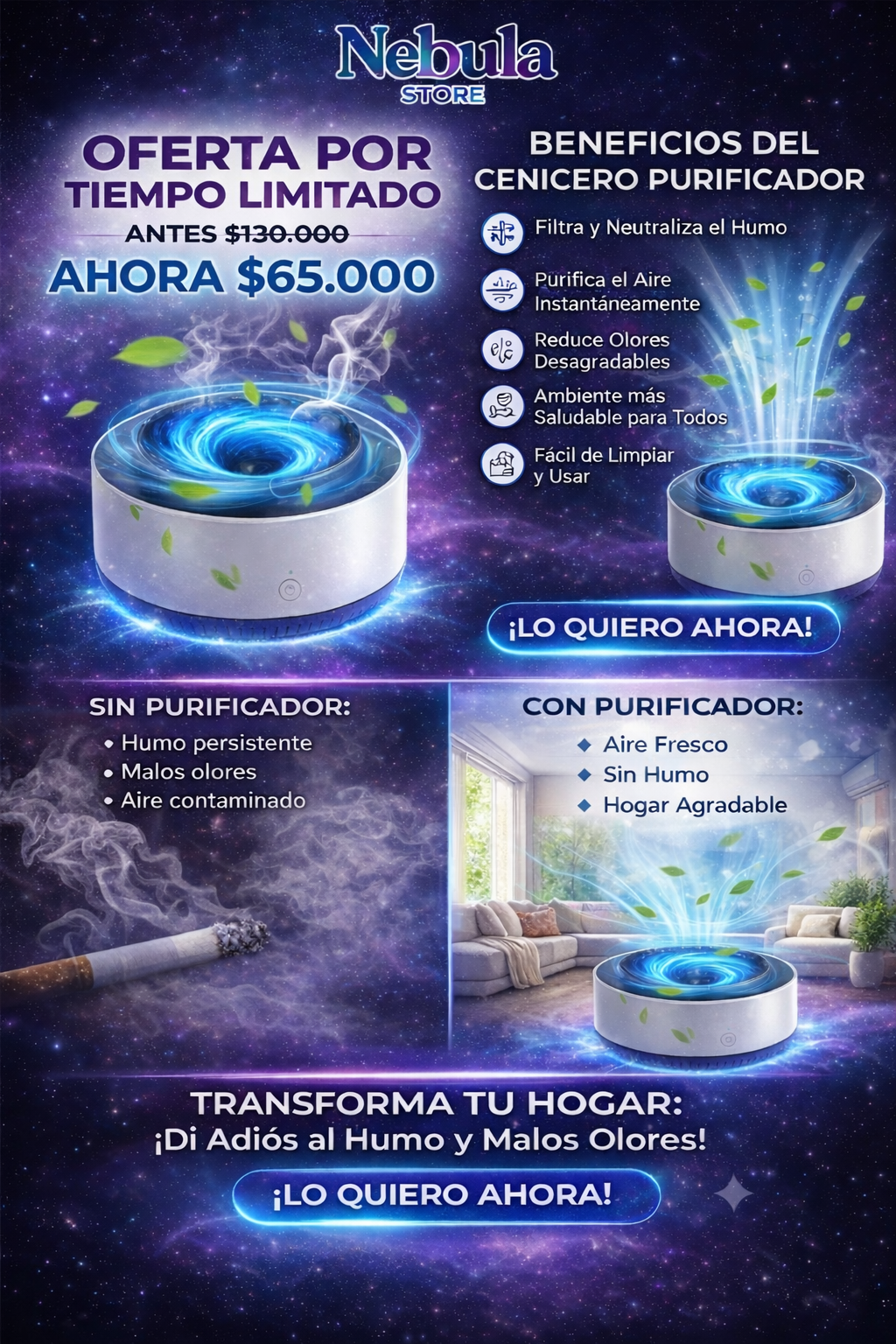 CENICERO - PURIFICADOR DE AIRE